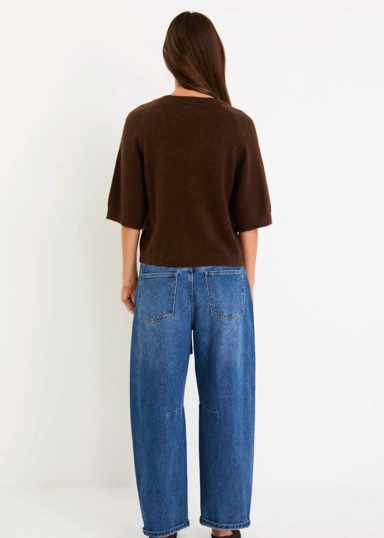 Assemble Chocolate Alpaca Blend Raglan Knit Tee | Abbey Road Kaikoura