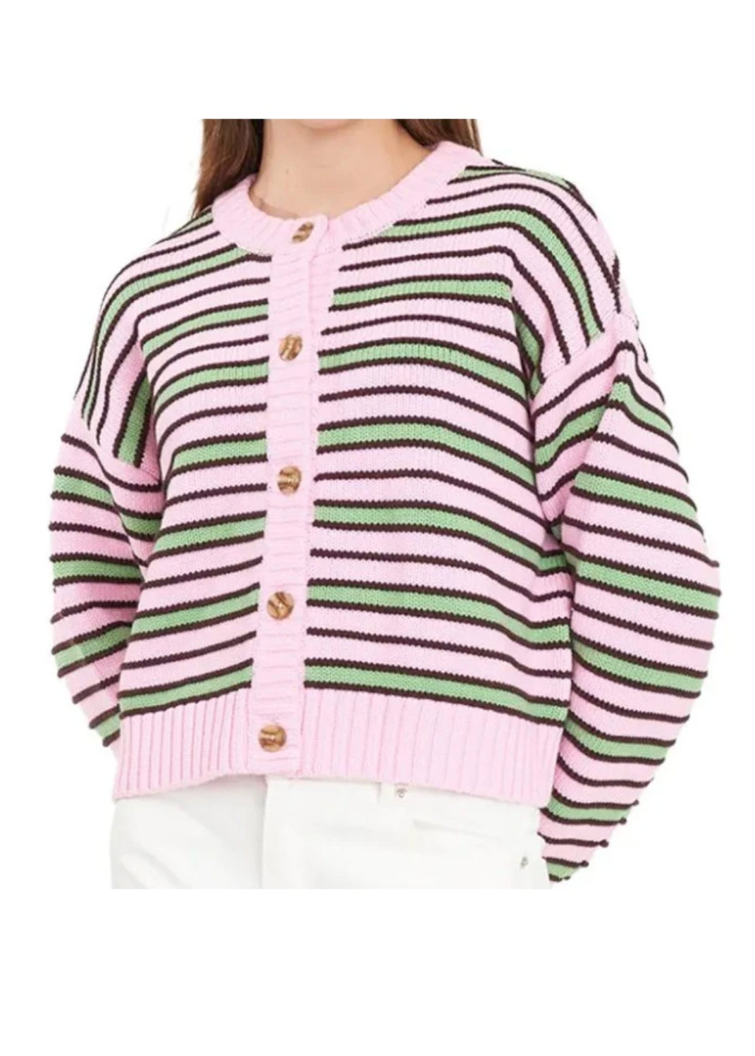 Bobby Knit Cardigan Pink/Meadow | Abbey Road Kaikoura