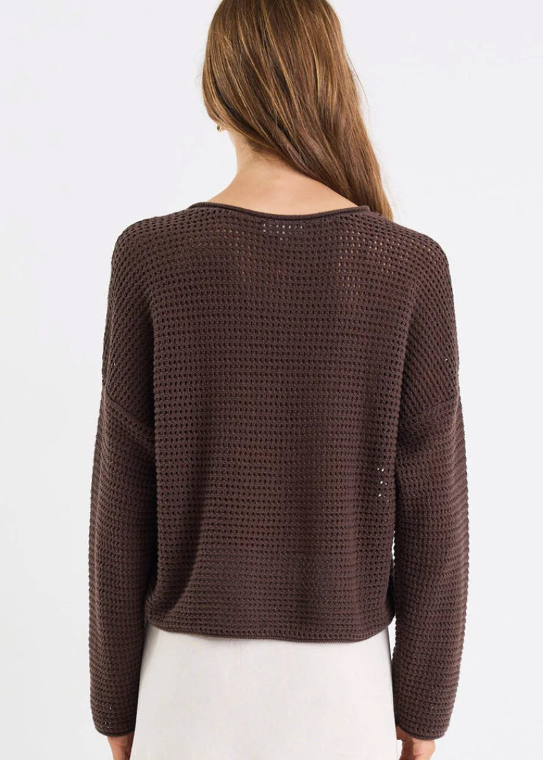 Dawn Chocolate Crochet Knit Jumper | Abbey Road Kaikoura