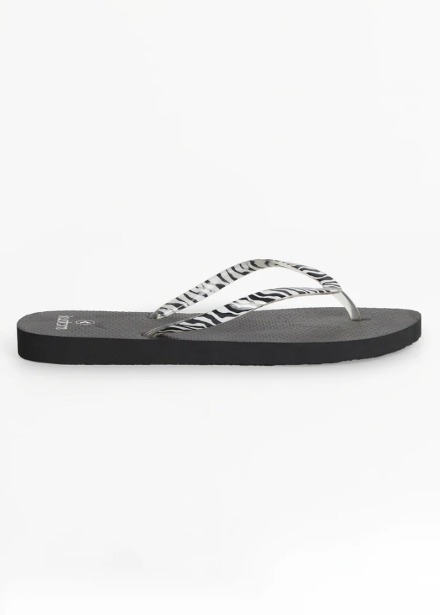 Ladies Kustom Classic Black Zebra Jandal | Abbey Road Kaikoura