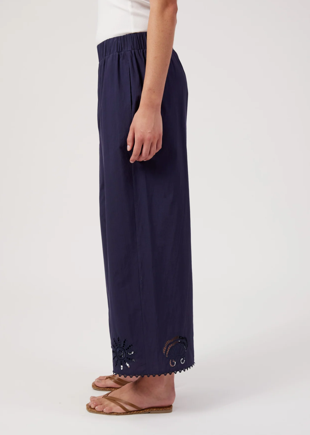 Larissa Broderie Pant - Navy | Abbey Road Kaikoura