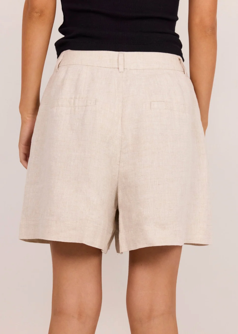 Literal Natural Linen Pleat Front Shorts | Abbey Road Kaikoura
