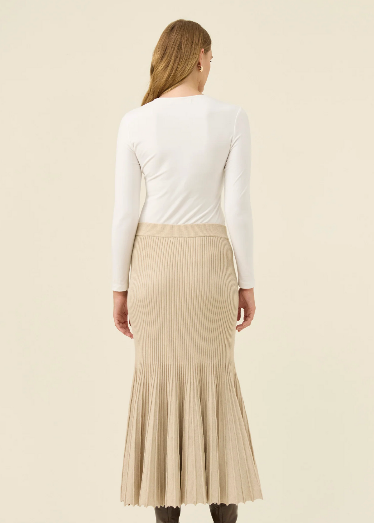 Nell Knit Skirt - Stone | Abbey Road Kaikoura