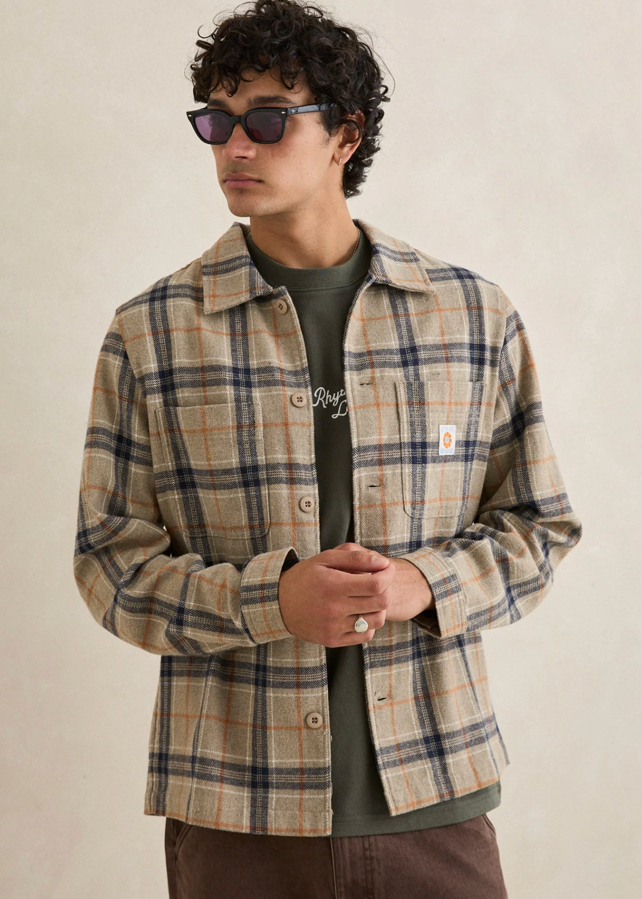 Oscar Check LS Shirt - Stone | Abbey Road Kaikoura