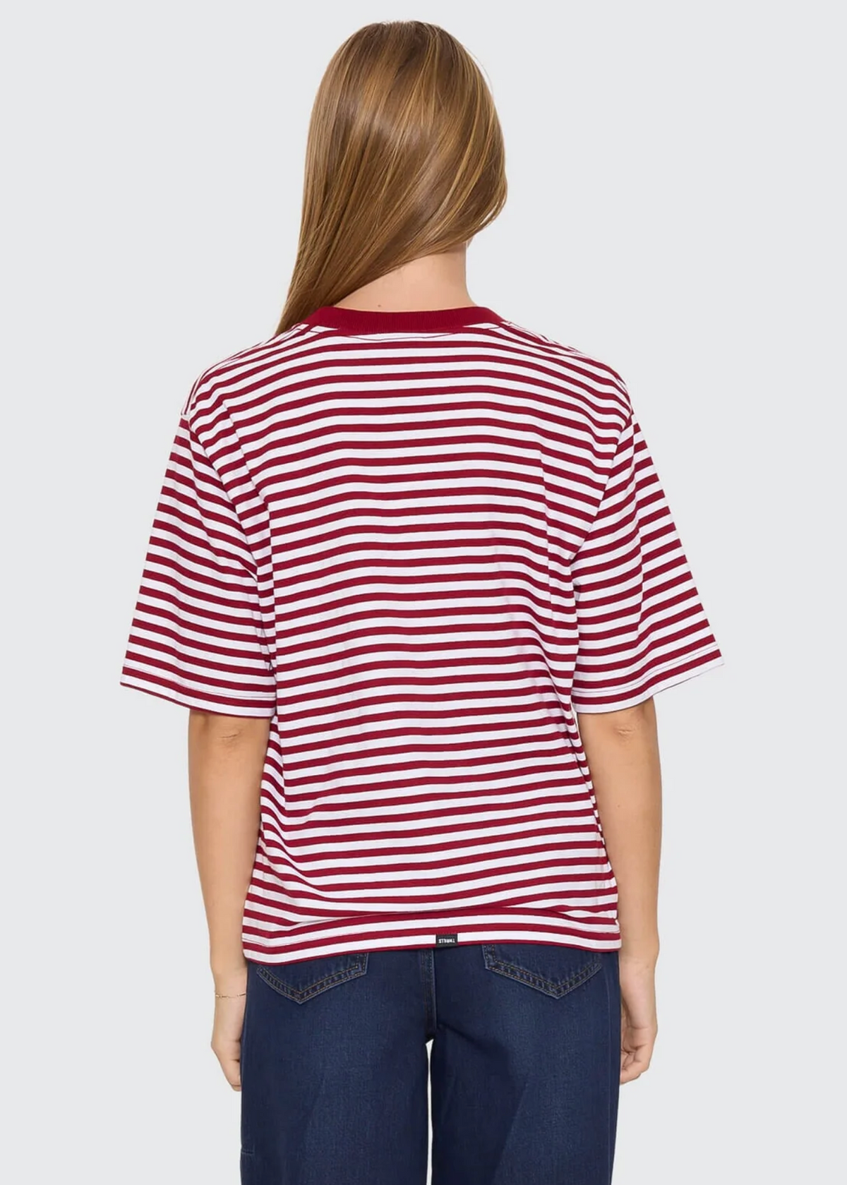 Primitive Stripe Square Tee - Sour Cherry Stripe | Abbey Road Kaikoura