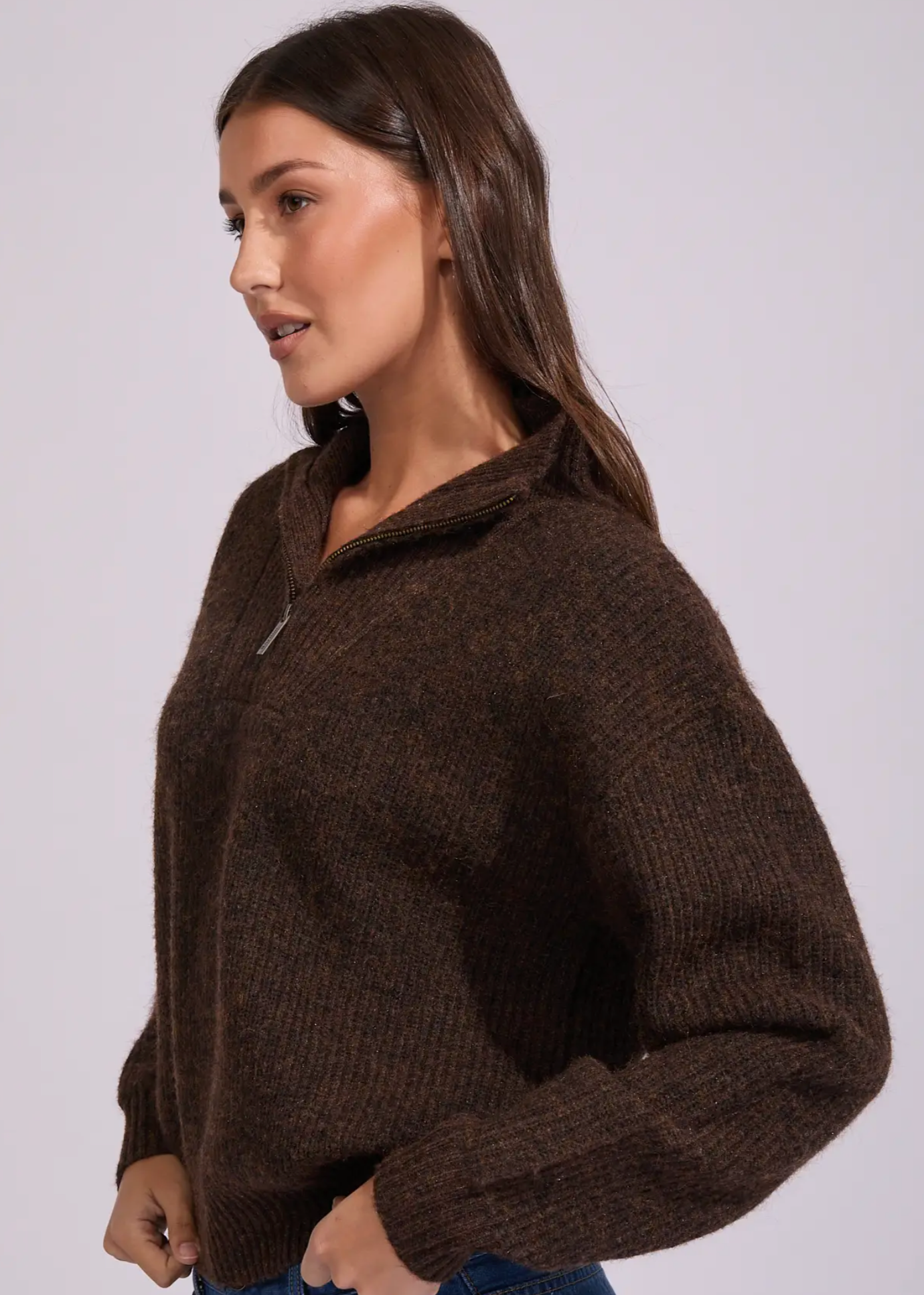 Quincy Zip Knit Chocolate | Abbey Road Kaikoura