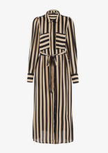 Load image into Gallery viewer, Among The Brave Cyprus Black Stripe LS Shirt Dress-Black Stripe|Abbey Road