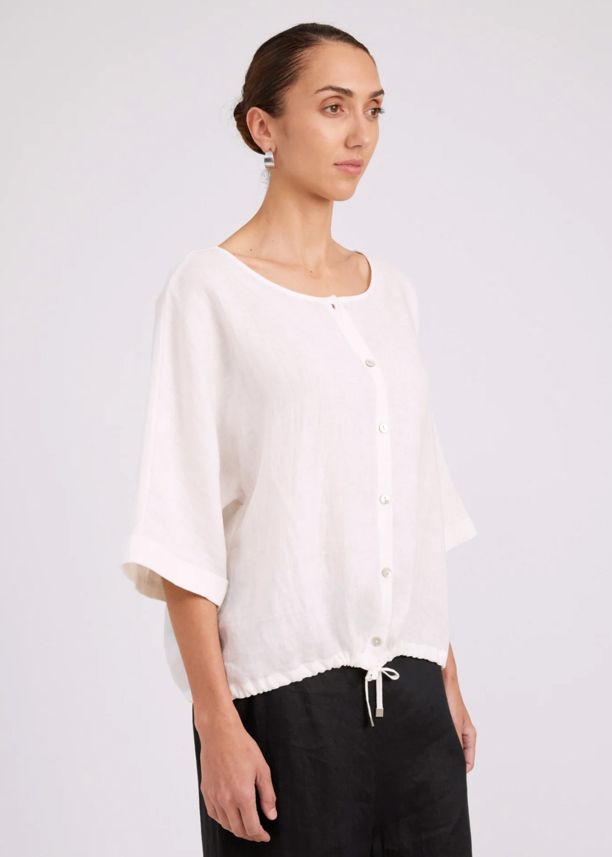 Studio Button Top/Jacket - White | Abbey Road Kaikoura