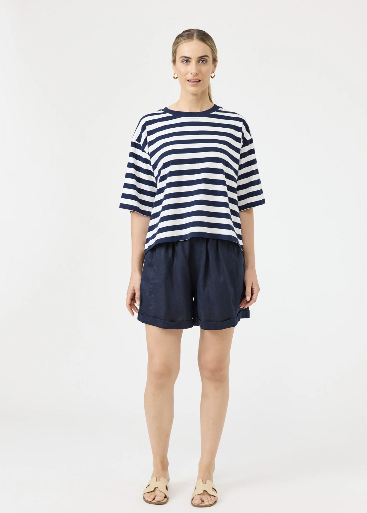 Studio Stripe T-Shirt - Indigo | Abbey Road Kaikoura
