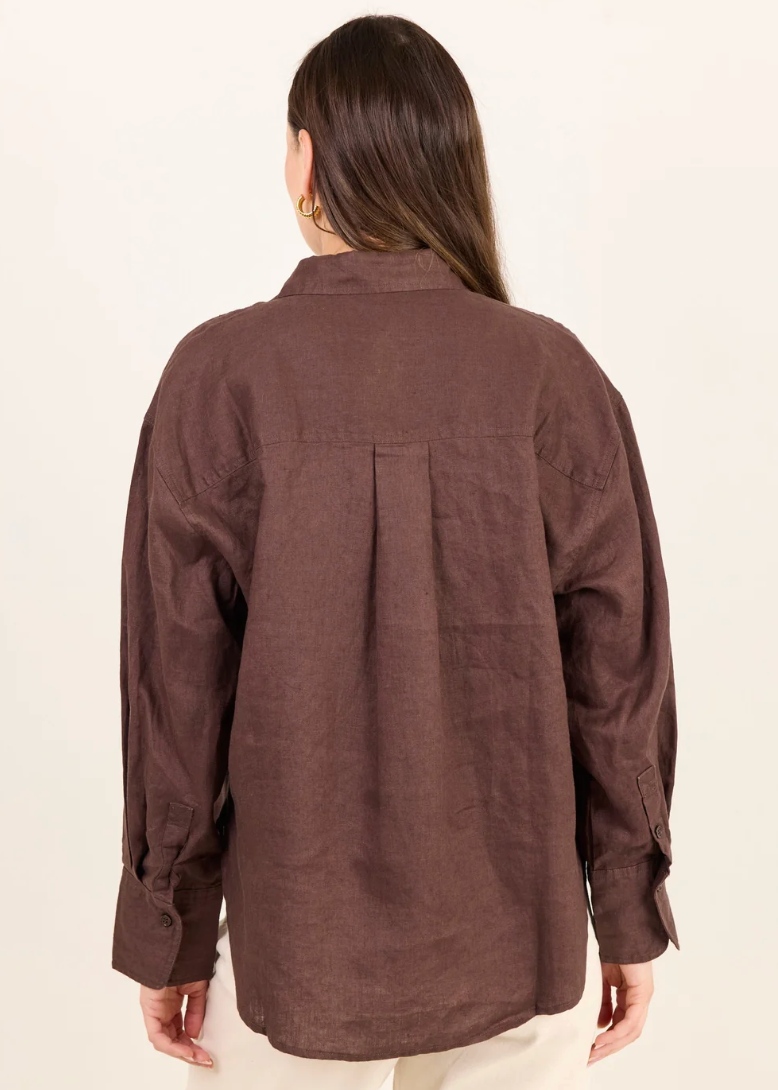 Uplift Linen Shirt Dark Chocolate | Abbey Road Kaikoura