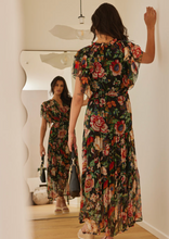 Load image into Gallery viewer, BY ROSA. Black Floral Flutter Sleeve Maxi Dress | Abbey Road Kaikoura