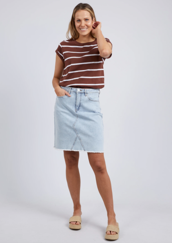 Manly Stripe Tee - Chocolate/White Stripe
