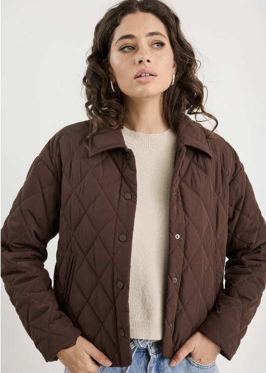 Absolute Chocolate Collared Quilted Jacket | Abbey Road Kaikoura