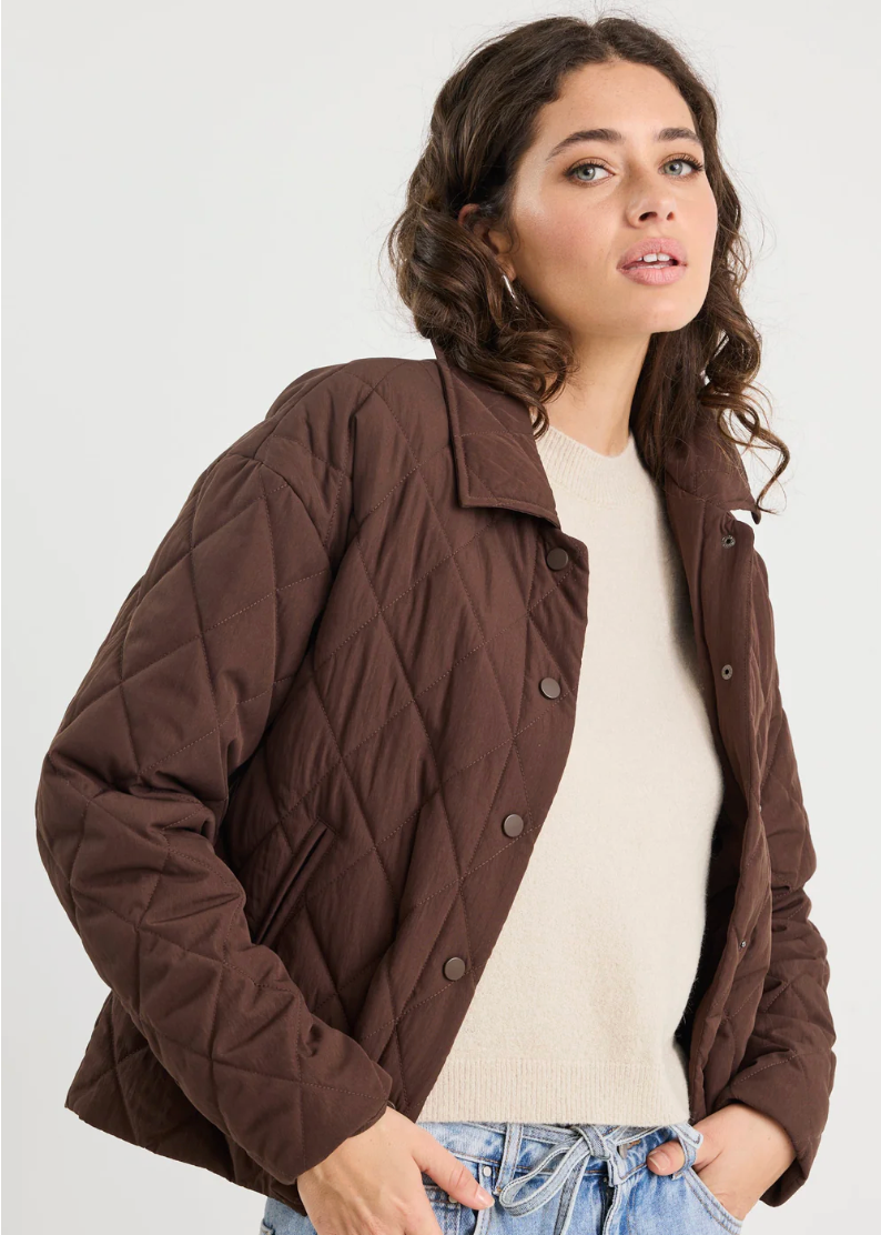 Absolute Chocolate Collared Quilted Jacket | Abbey Road Kaikoura