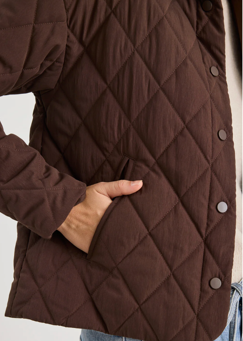 Absolute Chocolate Collared Quilted Jacket | Abbey Road Kaikoura