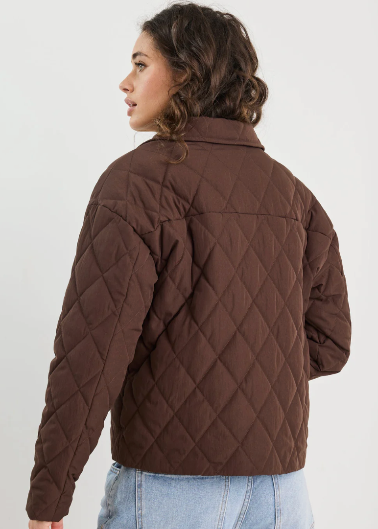 Absolute Chocolate Collared Quilted Jacket | Abbey Road Kaikoura