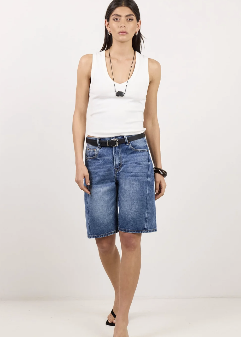 Academy Deep Blue Denim Barrel Shorts | Abbey Road Kaikoura