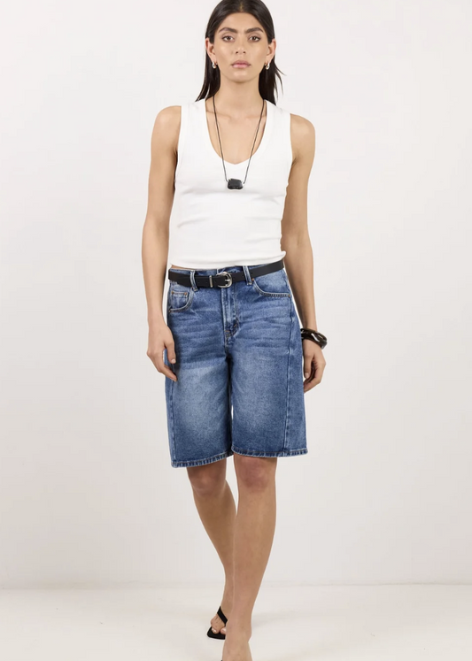 Academy Deep Blue Denim Barrel Shorts | Abbey Road Kaikoura
