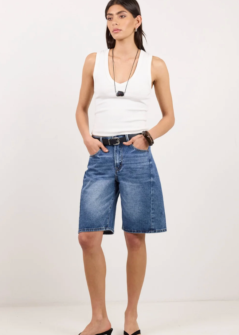 Academy Deep Blue Denim Barrel Shorts | Abbey Road Kaikoura