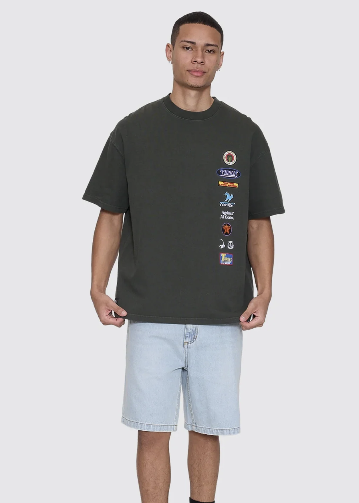 Against All Odds Box Fit Oversized Tee - Oil Green | Abbey Road Kaikoura