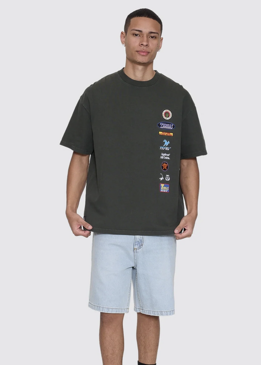 Against All Odds Box Fit Oversized Tee - Oil Green | Abbey Road Kaikoura