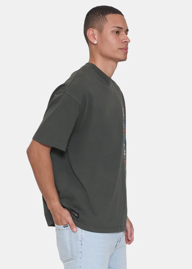 Against All Odds Box Fit Oversized Tee - Oil Green | Abbey Road Kaikoura