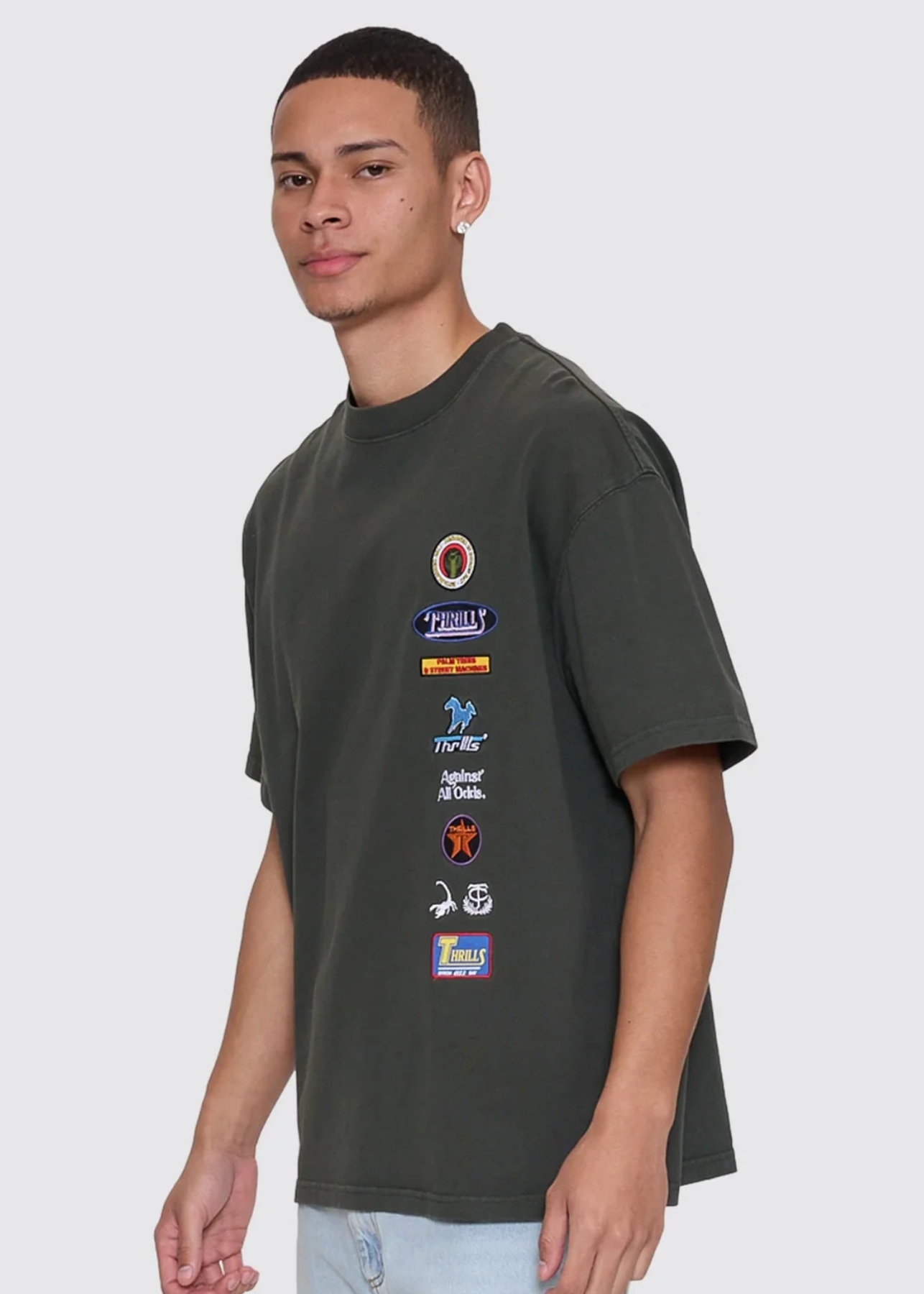 Against All Odds Box Fit Oversized Tee - Oil Green | Abbey Road Kaikoura