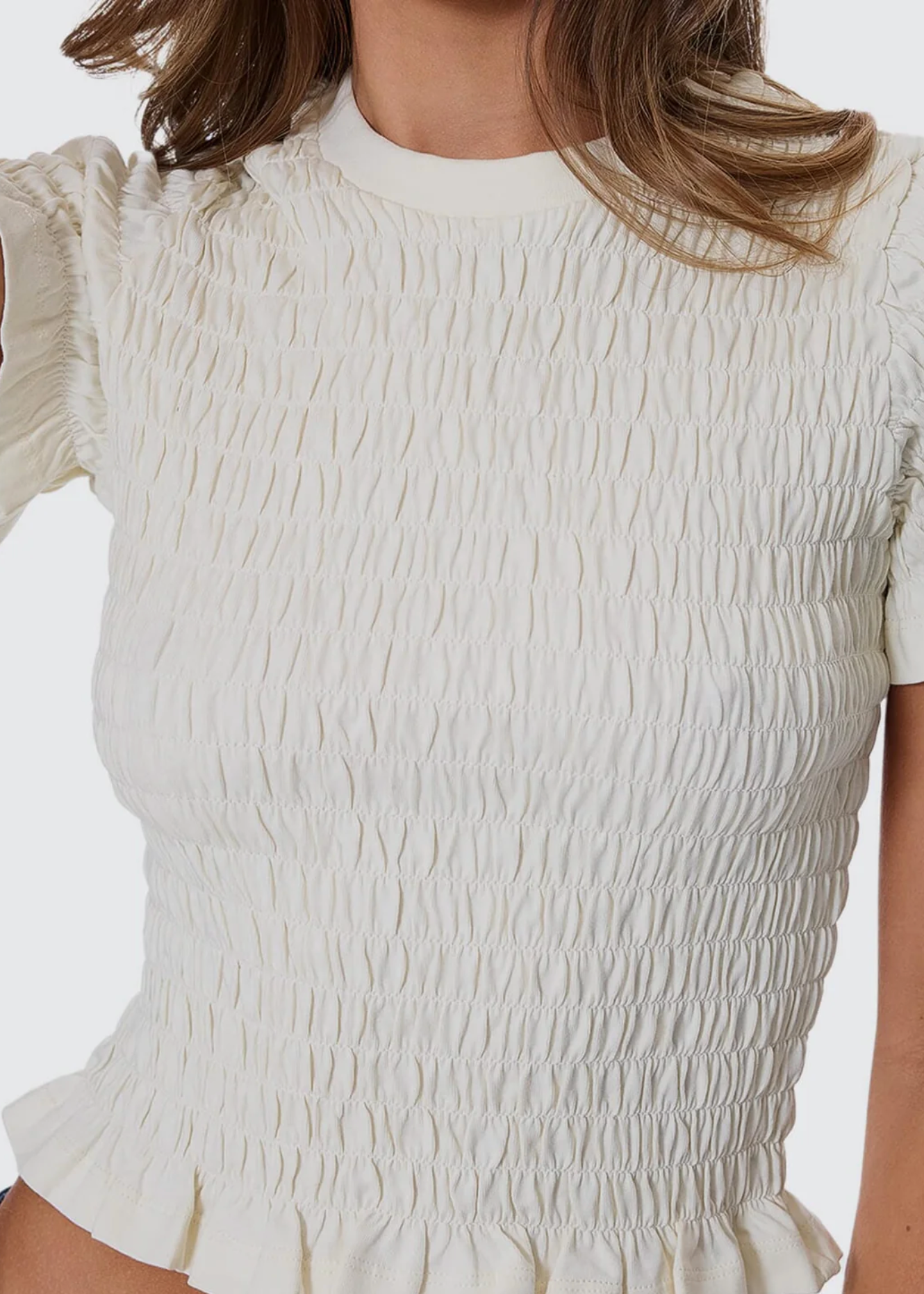 Against All Odds Shirred Tee - Butter Cream | Abbey Road Kaikoura