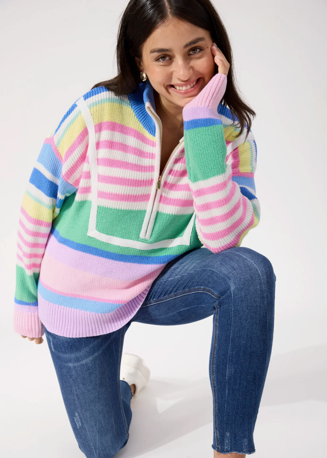 Alaska Stripe Jumper - Pastel | Abbey Road Kaikoura