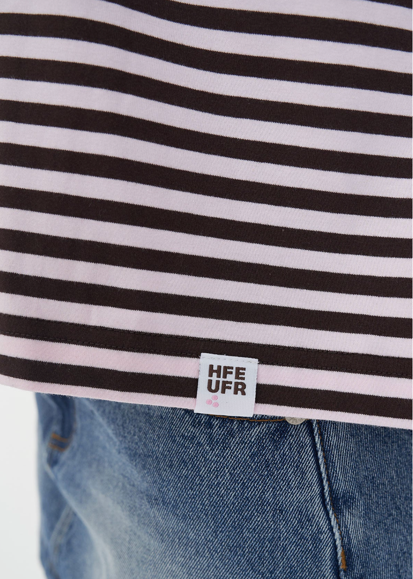 Alex Stripe Billie LS Tee - Petal/Cocoa | Abbey Road Kaikoura