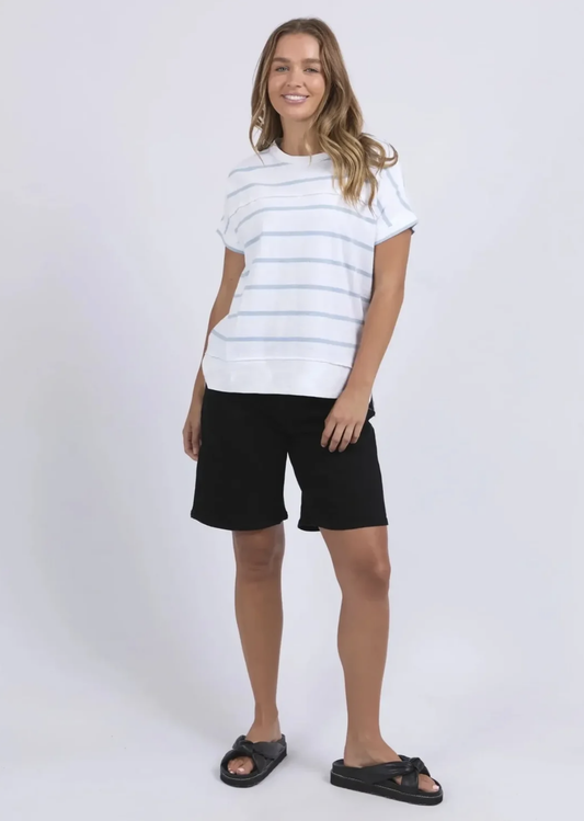 Allison Stripe Tee - Sky | Abbey Road Kaikoura