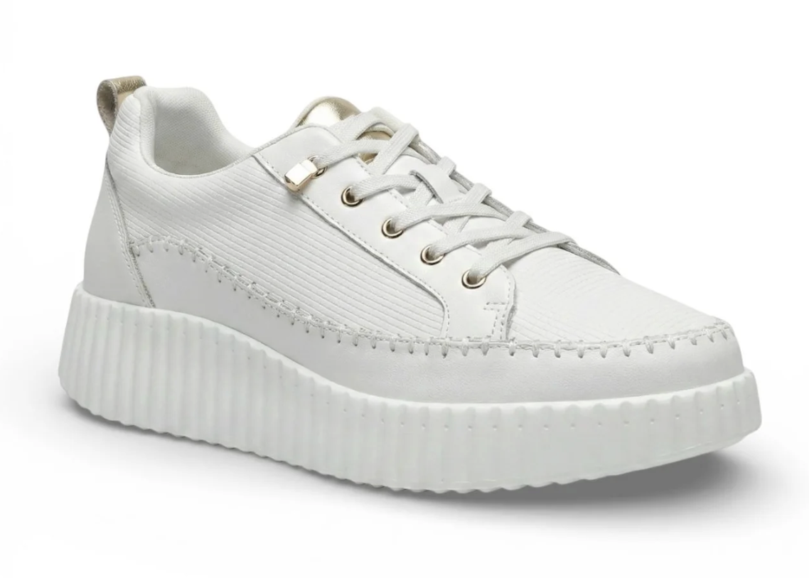 Aria White Leather Platform Sneaker | Abbey Road Kaikoura