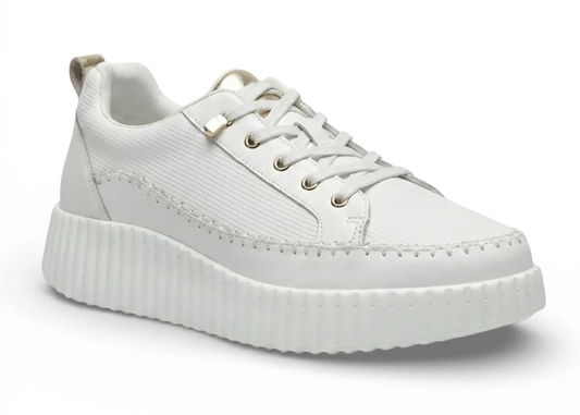 Aria White Leather Platform Sneaker | Abbey Road Kaikoura