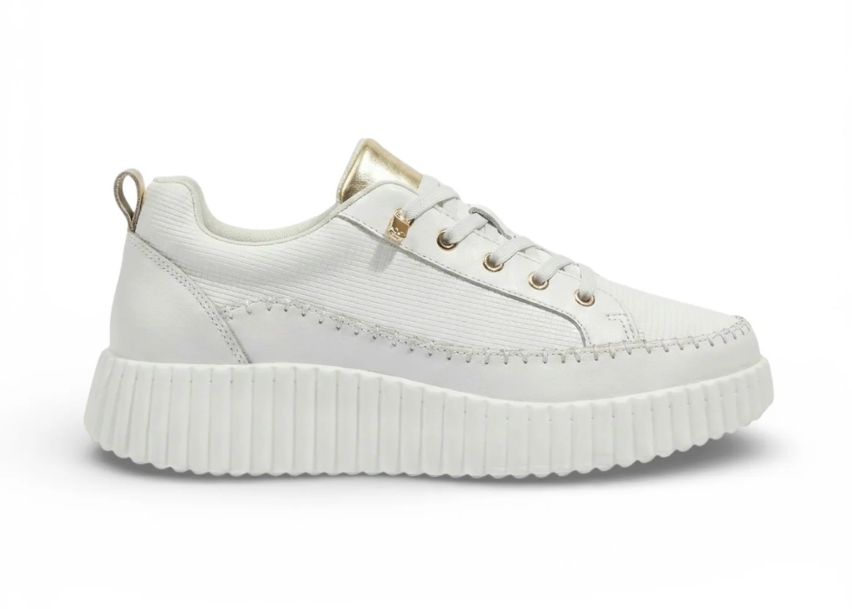Aria White Leather Platform Sneaker | Abbey Road Kaikoura
