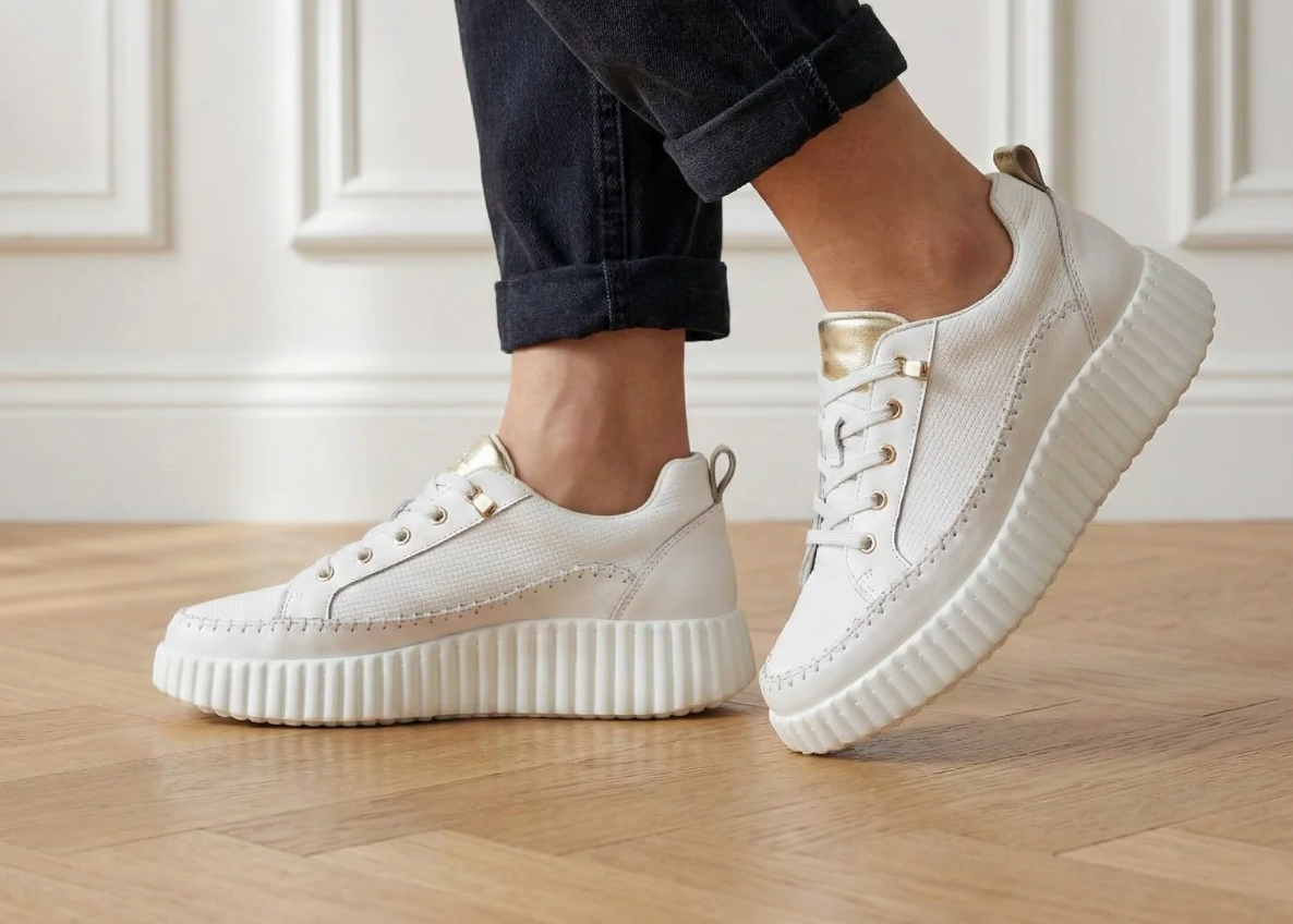 Aria White Leather Platform Sneaker | Abbey Road Kaikoura 