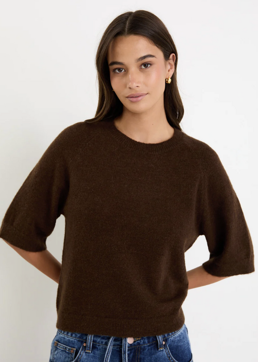 Assemble Chocolate Alpaca Blend Raglan Knit Tee | Abbey Road Kaikoura