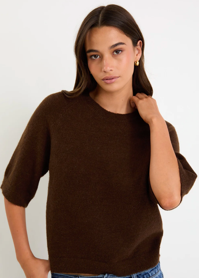 Assemble Chocolate Alpaca Blend Raglan Knit Tee | Abbey Road Kaikoura