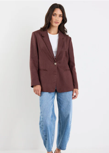 Atlantic Linen Blazer Chocolate | Abbey Road Kaikoura