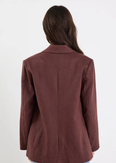Atlantic Linen Blazer Chocolate | Abbey Road Kaikoura