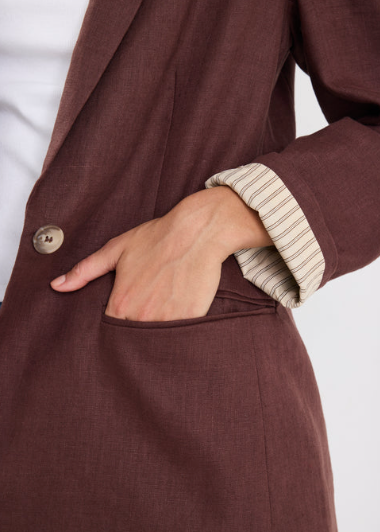 Atlantic Linen Blazer Chocolate | Abbey Road Kaikoura