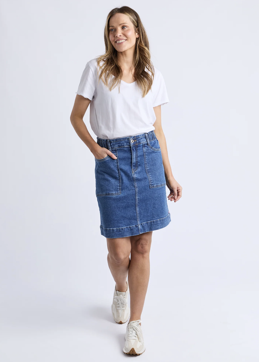 Atlas Denim Skirt - Dark Blue | Abbey Road Kaikoura