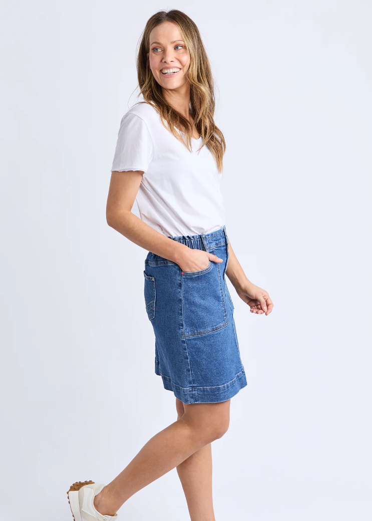 Atlas Denim Skirt - Dark Blue | Abbey Road Kaikoura