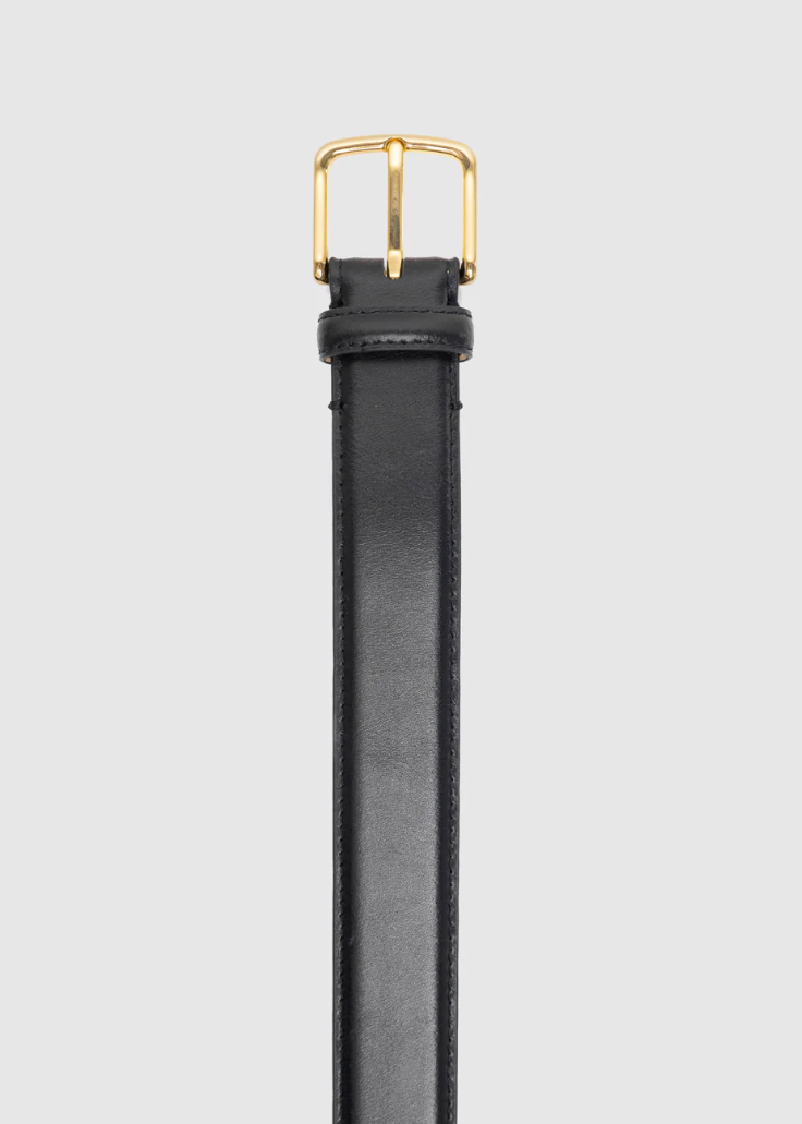 Belle Black Leather Gold Buckle Belt | Abbey Road Kaikoura 
