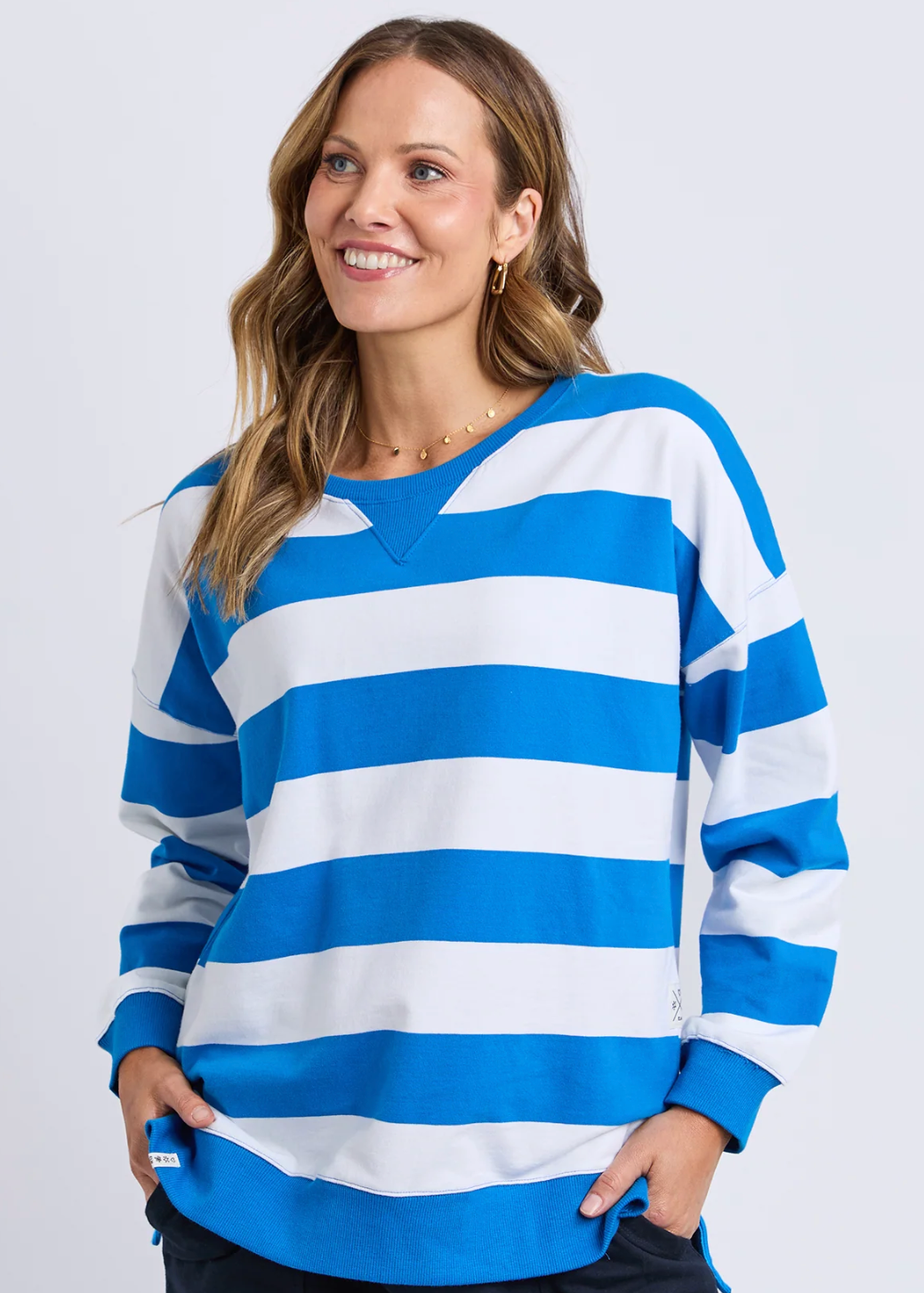 Billie Block stripe Crew Royal Blue/White Stripe | Abbey Road Kaikoura