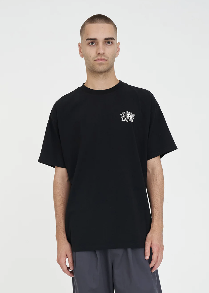 Block Tee 220/ Homer - Black | Abbey Road Kaikoura