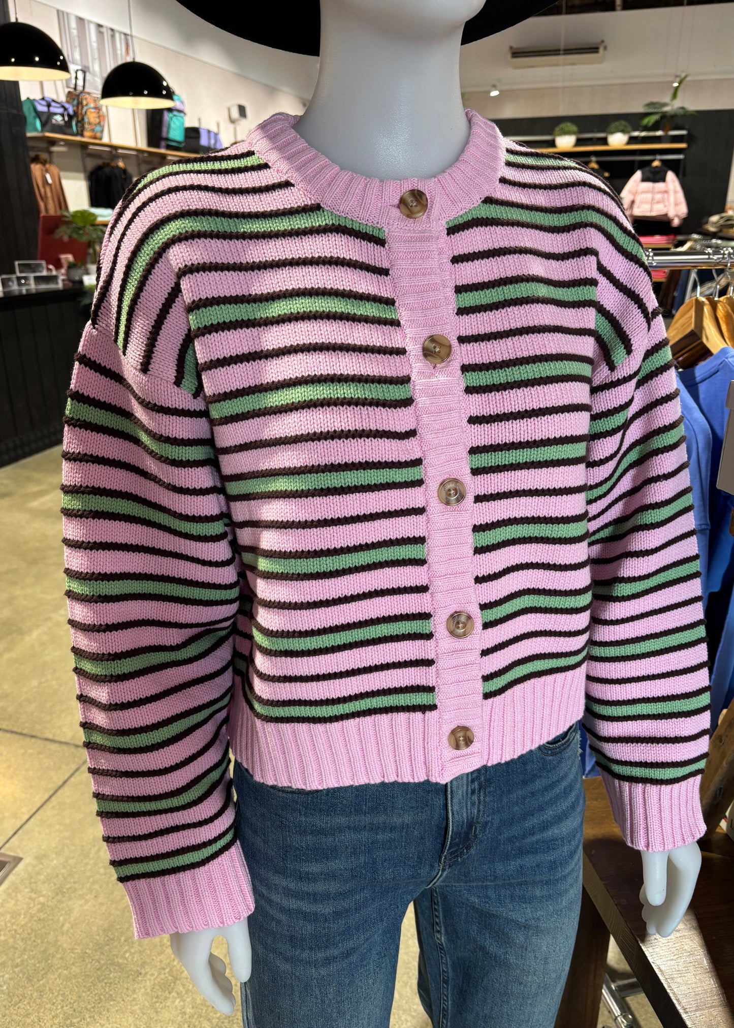 Bobby Knit Cardigan Pink/Meadow | Abbey Road Kaikoura