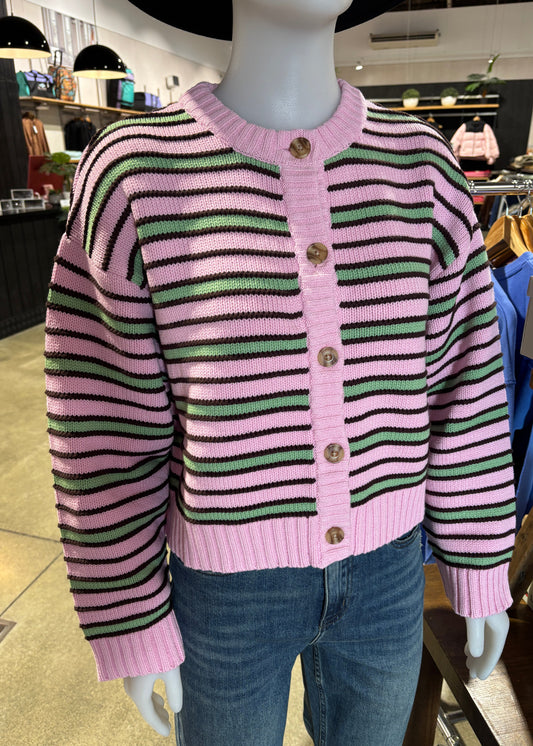 Bobby Knit Cardigan Pink/Meadow | Abbey Road Kaikoura