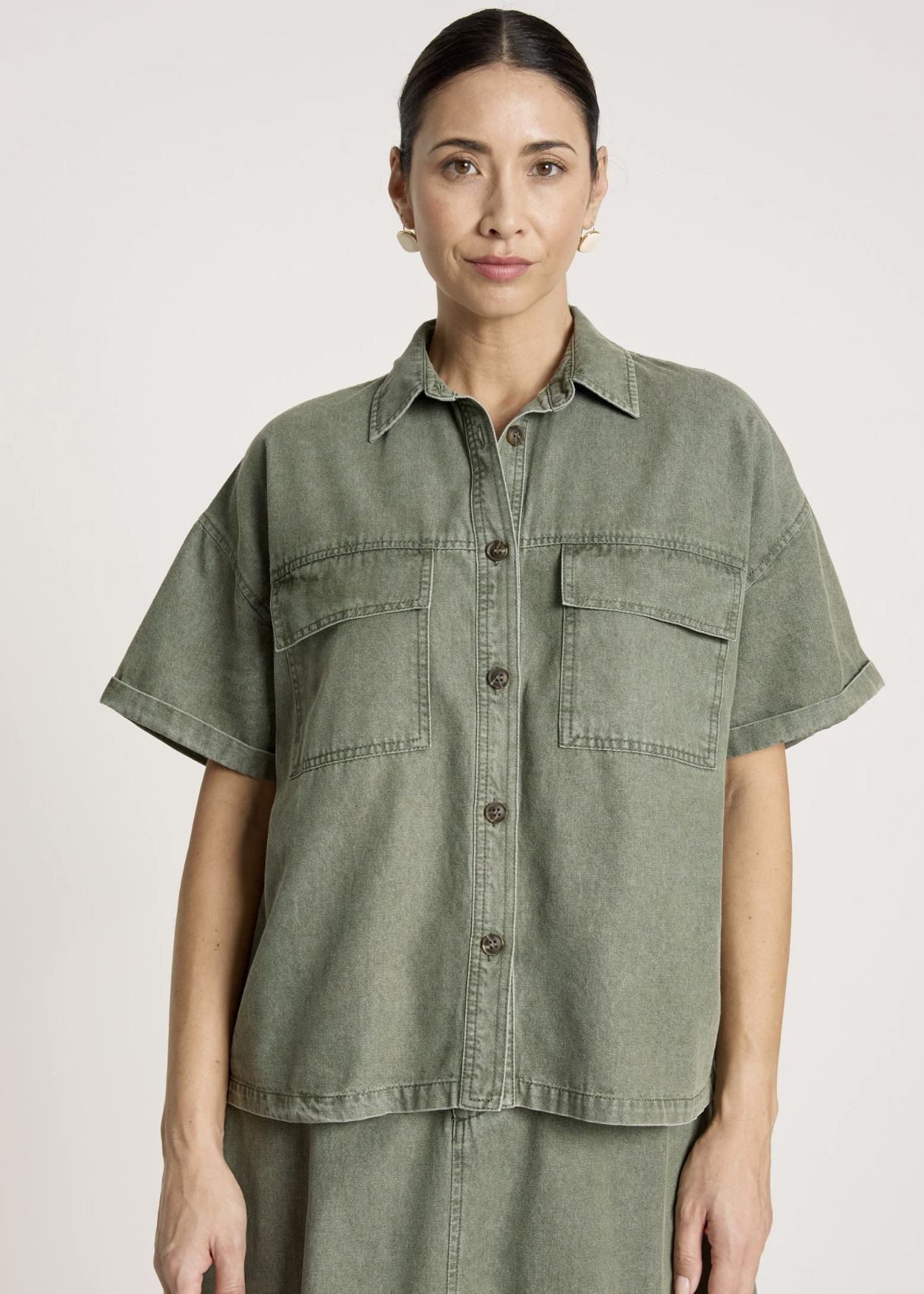 Bodhi Denim Shirt - Olive | Abbey Road Kaikoura 