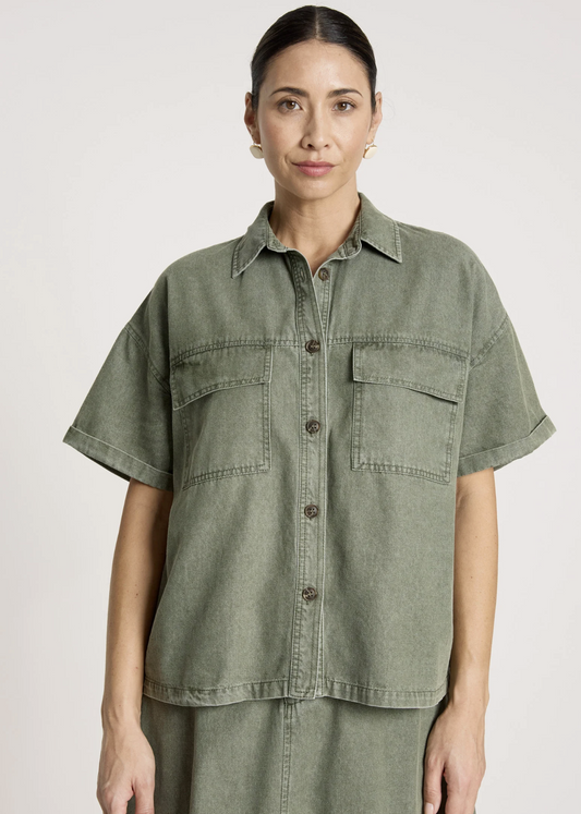 Bodhi Denim Shirt - Olive | Abbey Road Kaikoura 