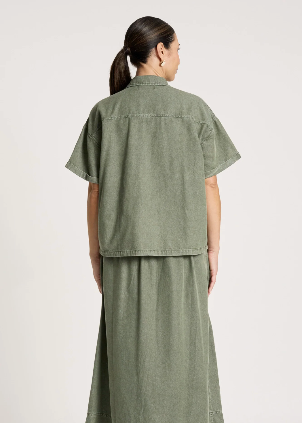 Bodhi Denim Shirt - Olive | Abbey Road Kaikoura 